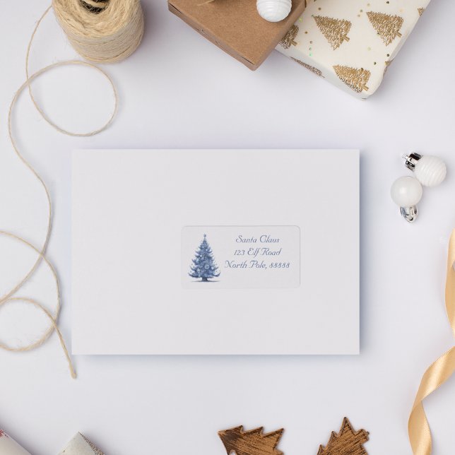 Étiquette Arbre de Noël dans Delft Blue personnalisable (Créateur téléchargé)