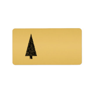 Étiquette Arbre de Noël élégant. Noir et Or.