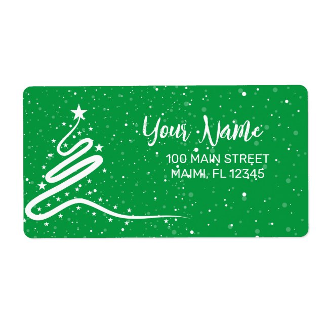 Étiquette Arbre de Noël et neige Adresse de retour (Devant)
