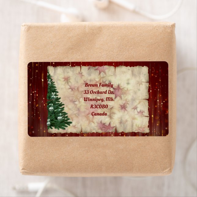 Étiquette Arbre de Noël et thème étoilé (En situation)