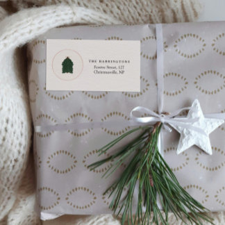 Étiquette Arbre de Noël festif moderne