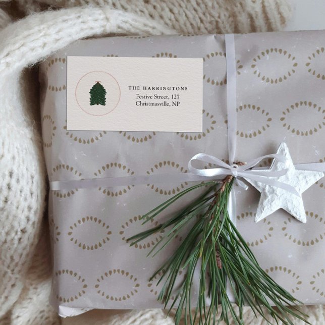 Étiquette Arbre de Noël festif moderne (Créateur téléchargé)