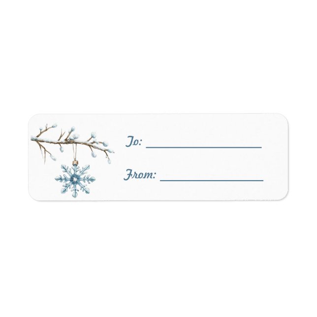 Étiquette Arbre de Noël flocon de neige bleu  (Devant)