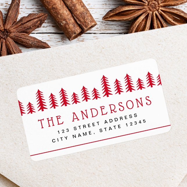 Étiquette Arbre de Noël mignon minimal adresse de retour pou (Minimal cute Christmas tree holiday return address Label)