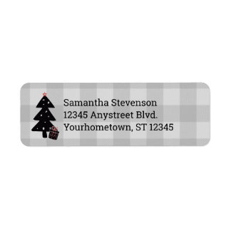 Étiquette Arbre de Noël noir et gris
