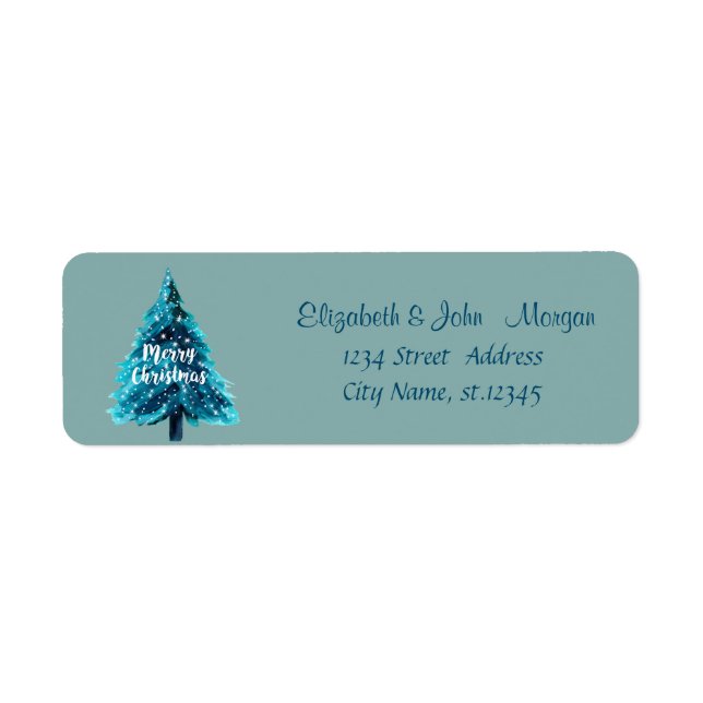 Étiquette Arbre de Noël pin élégant Joyeux Noël (Devant)