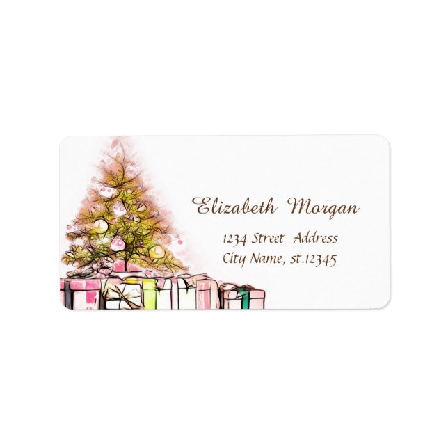 Étiquette Arbre de Noël, Présente Fête (Devant)