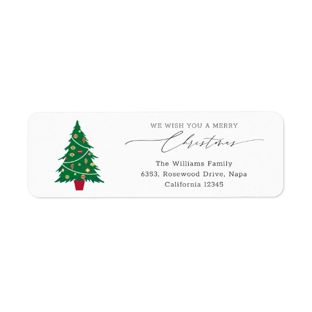 Étiquette Arbre de Noël Script Retourner l'adresse (Devant)