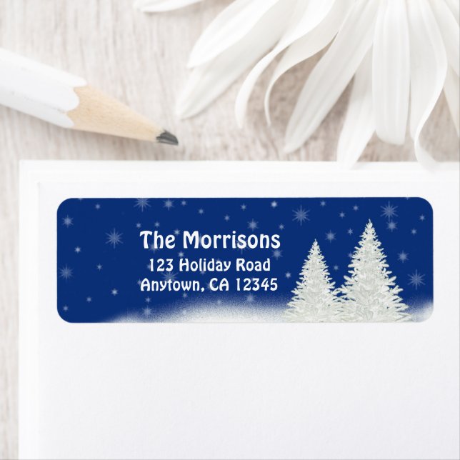 Étiquette Arbres couverts de neige blanche | Vacances hivern (En situation)