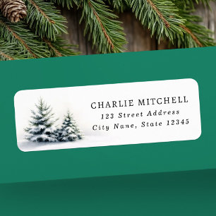 Étiquette Arbres de Noël dans l'adresse de retour de neige