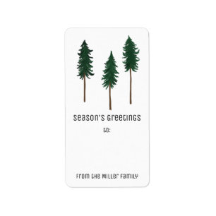 Étiquette Arbres de pin minimaliste Cadeau de vacances PERSO