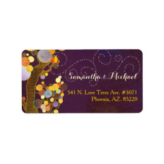 Étiquette Arbres modernes Purple Adresse Mariage