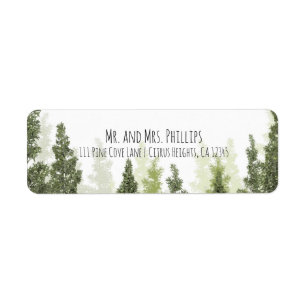Étiquette Arbres Pins Rustiques Mariage Simple Campagne
