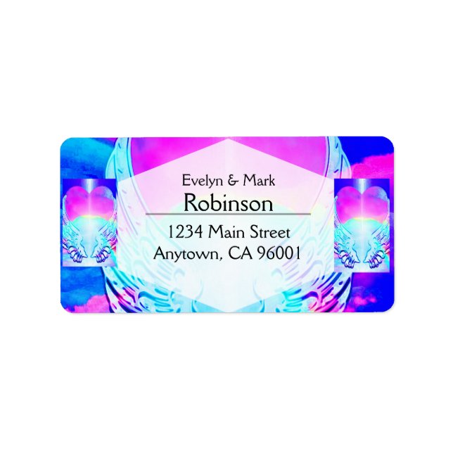 Étiquette Arc-en-ciel Coeur et ailes angéliques (Devant)