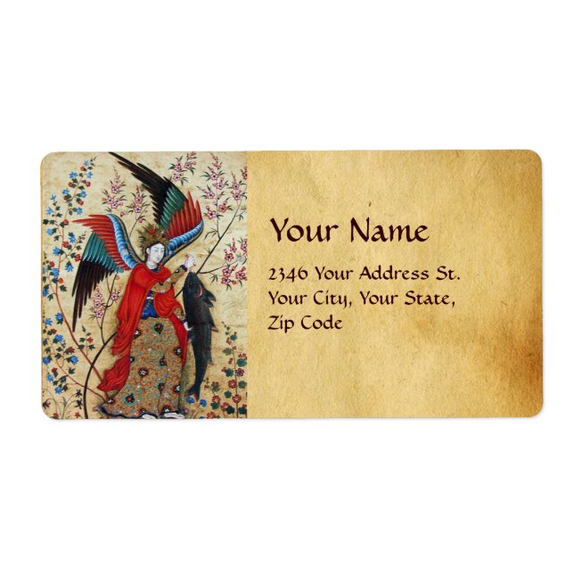 ÉTIQUETTE ARCHANGEL RAPHAEL ET PARCHEMENT DE POISSON (Devant)