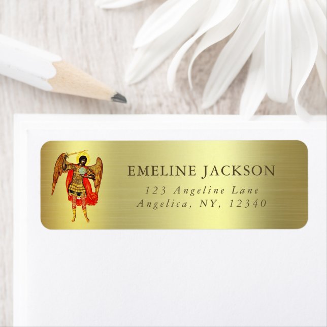 Étiquette Archangel St Michael Art Gardien Angel Gold (En situation)