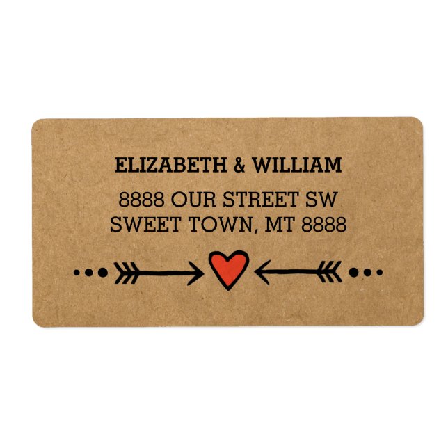 Étiquette Arcs et amoureux roses Style rustique (Devant)