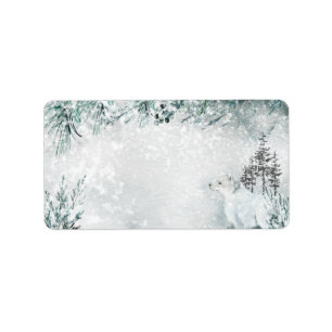 Étiquette Arctic Fox Snowy Winter Woodland Adresse postale