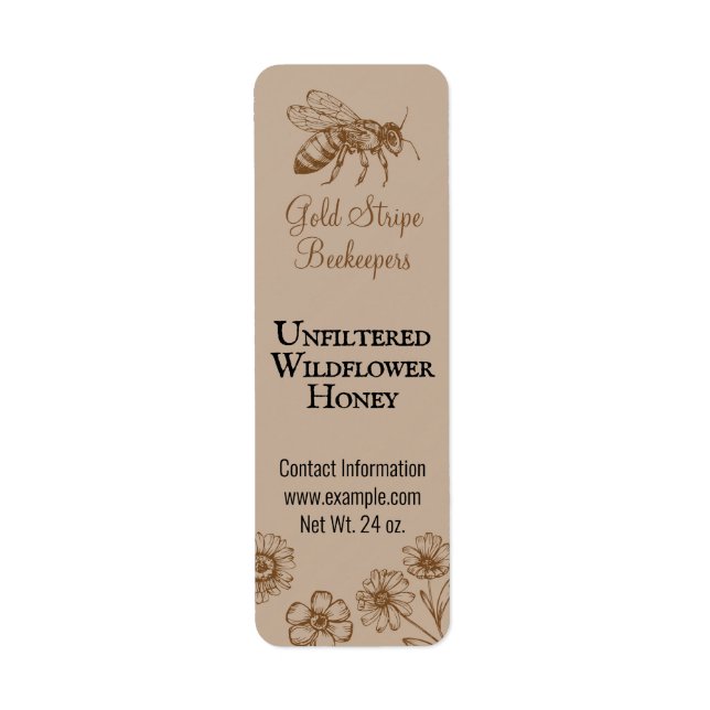 Étiquette Ardoise d'or Abeille de miel Floral Petite jarre d (Devant)