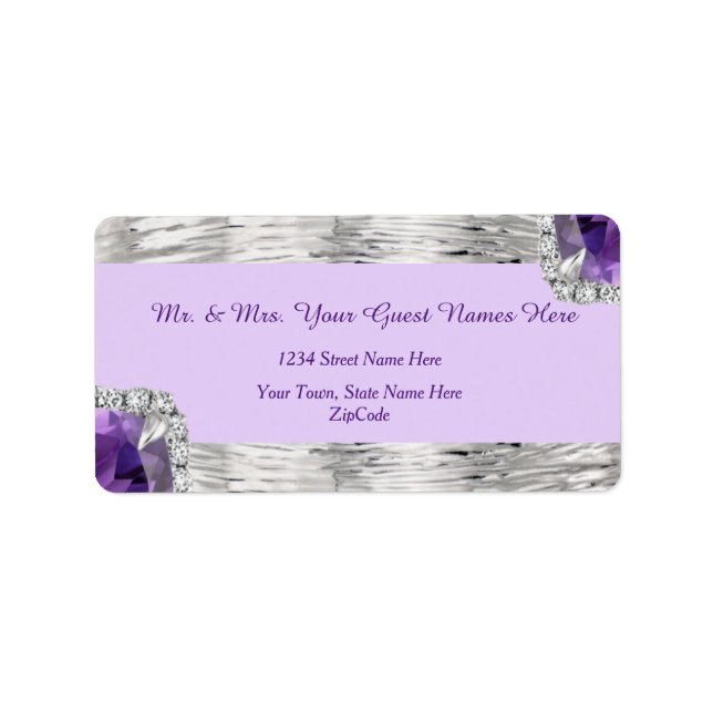 Étiquette Argent Foil Purple Amethyst Adresse (Devant)