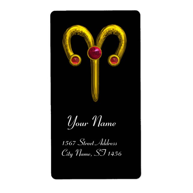 Étiquette ARIES ZODIAC ANNIVERSAIRE Ruby rouge (Devant)