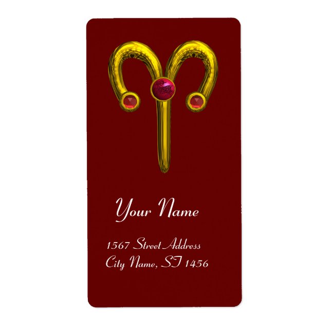 Étiquette ARIES ZODIAC ANNIVERSAIRE Ruby rouge (Devant)