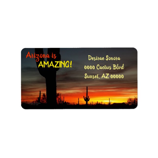 Étiquette "Arizona is Amazing !" Cactus Sunset Sonoran (Devant)