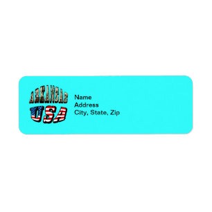 Étiquette Arkansas Picture et USA Flag Text