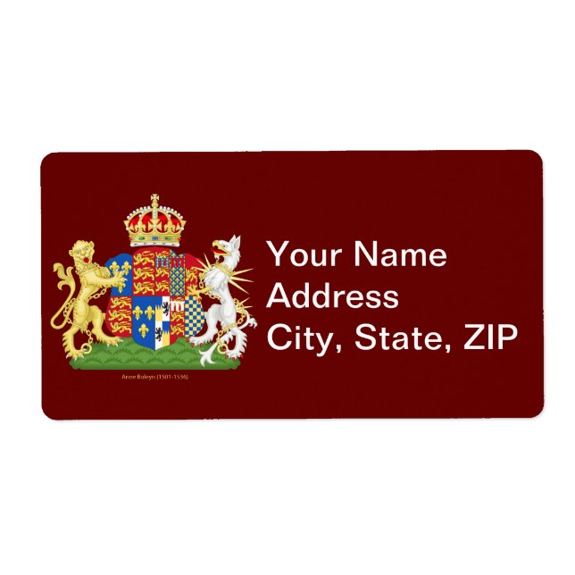 Étiquette Armoiries Anne Boleyn (Devant)