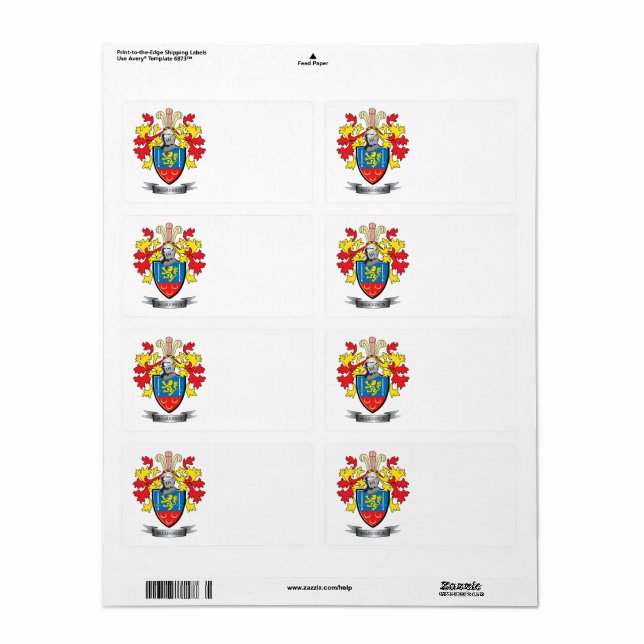 Étiquette Armoiries de McLaughlin (Feuille entière)