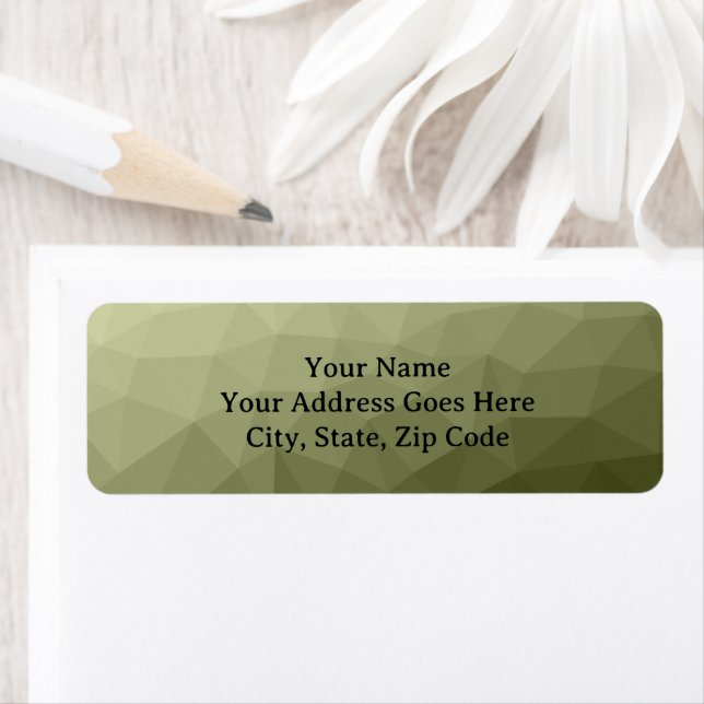 Étiquette Army light green gradient geometric mesh pattern (En situation)