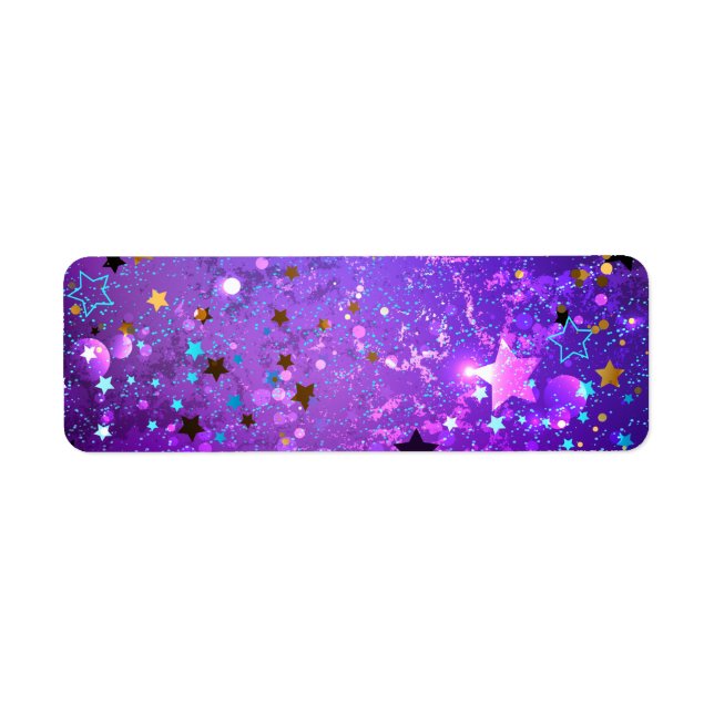 Étiquette Arrière - plan de feuille violet avec étoiles (Devant)