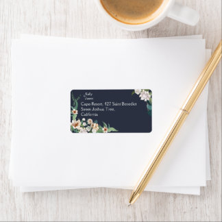 Étiquette Arrière - plan de marine Retro Elegant blanc Flowe