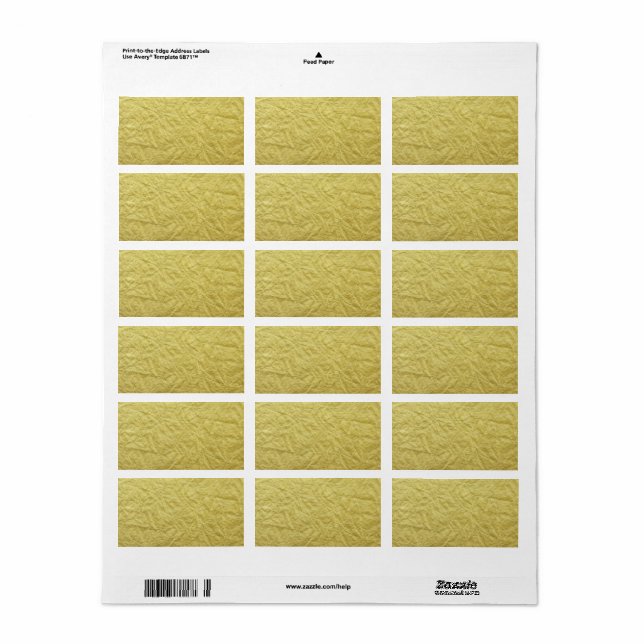 Étiquette Arrière - plan Faux Gold texturé (Feuille entière)