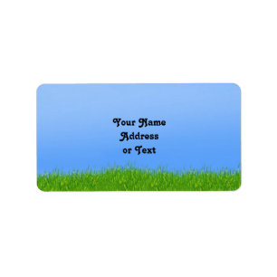 Étiquette Arrière - plan Green Grass & Blue Sky