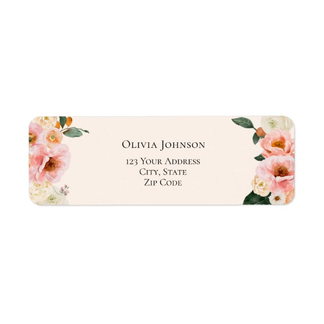 Étiquette Arrosage de mariage floral rose aquarelle bohème  (Devant)