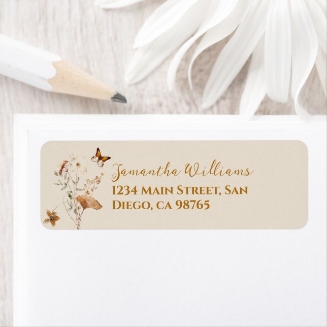 Étiquette Arrosement de mariage Fleur sauvage aquarelle coup (En situation)