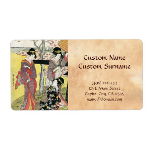 Étiquette Art classique japonais oriental frais de dame de