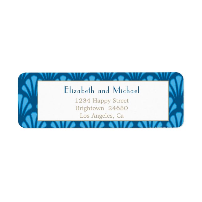 Étiquette Art Déco Blue Vintage Gatsby Mariage (Devant)