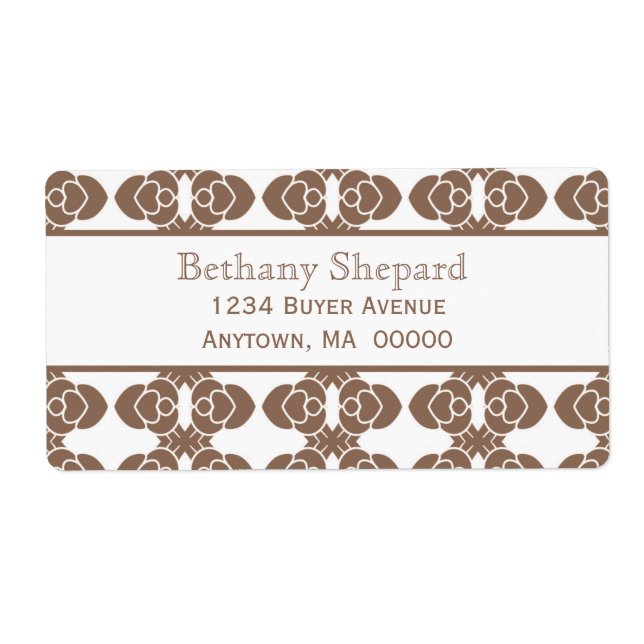 Étiquette Art Deco Damask Shipping Label (Devant)
