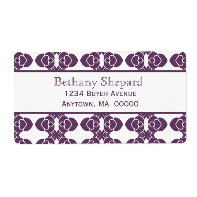 Étiquette Art Deco Damask Shipping Label (Devant)