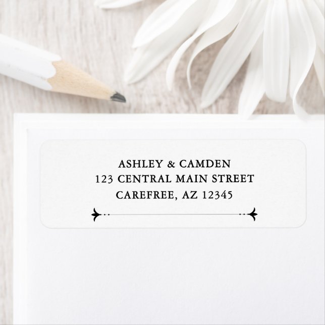 Étiquette Art Deco Elegant Wedding Return Address Label (En situation)