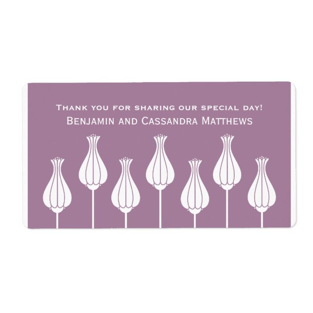 Étiquette Art Deco Floral Wedding Labels, Lavender (Devant)