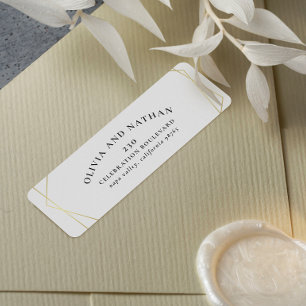 Étiquette Art Déco Minimaliste Gold Géométrique Adresse de r