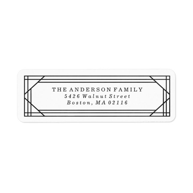 Étiquette Art déco moderne noir et blanc | Vacances (Devant)