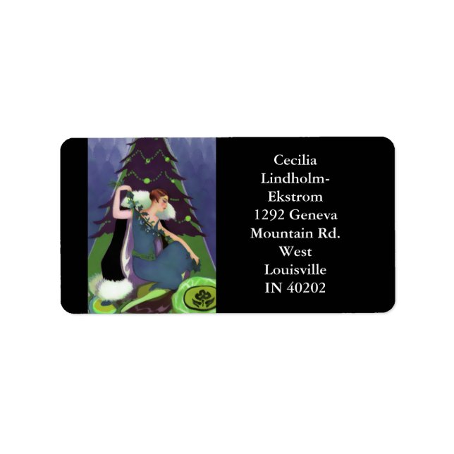 Étiquette ART DÉCO NOËL, PASCALINE, Bleu, Vert, Violet (Devant)