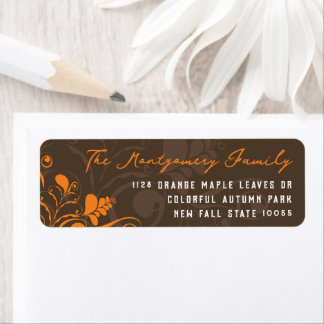Étiquette Art Déco Orange Feuilles Et Fils Thanksgiving