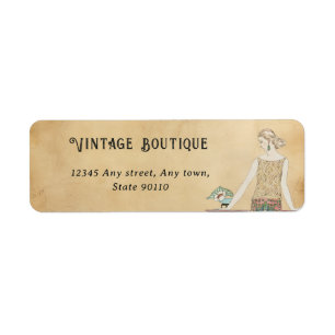 Étiquette Art Déco vintage Adresse de retour rétroactive