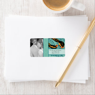 Étiquette Art Déco vintage photo Destination motif oiseau