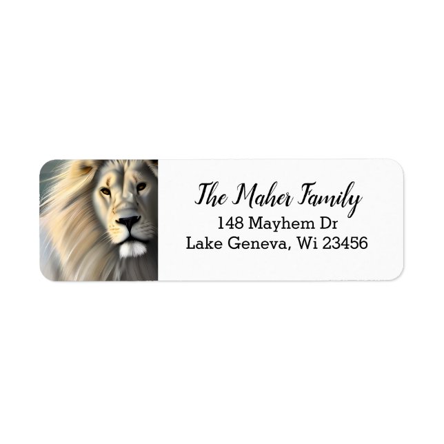 Étiquette Art Ethérée Lion Majestic Blanc (Devant)